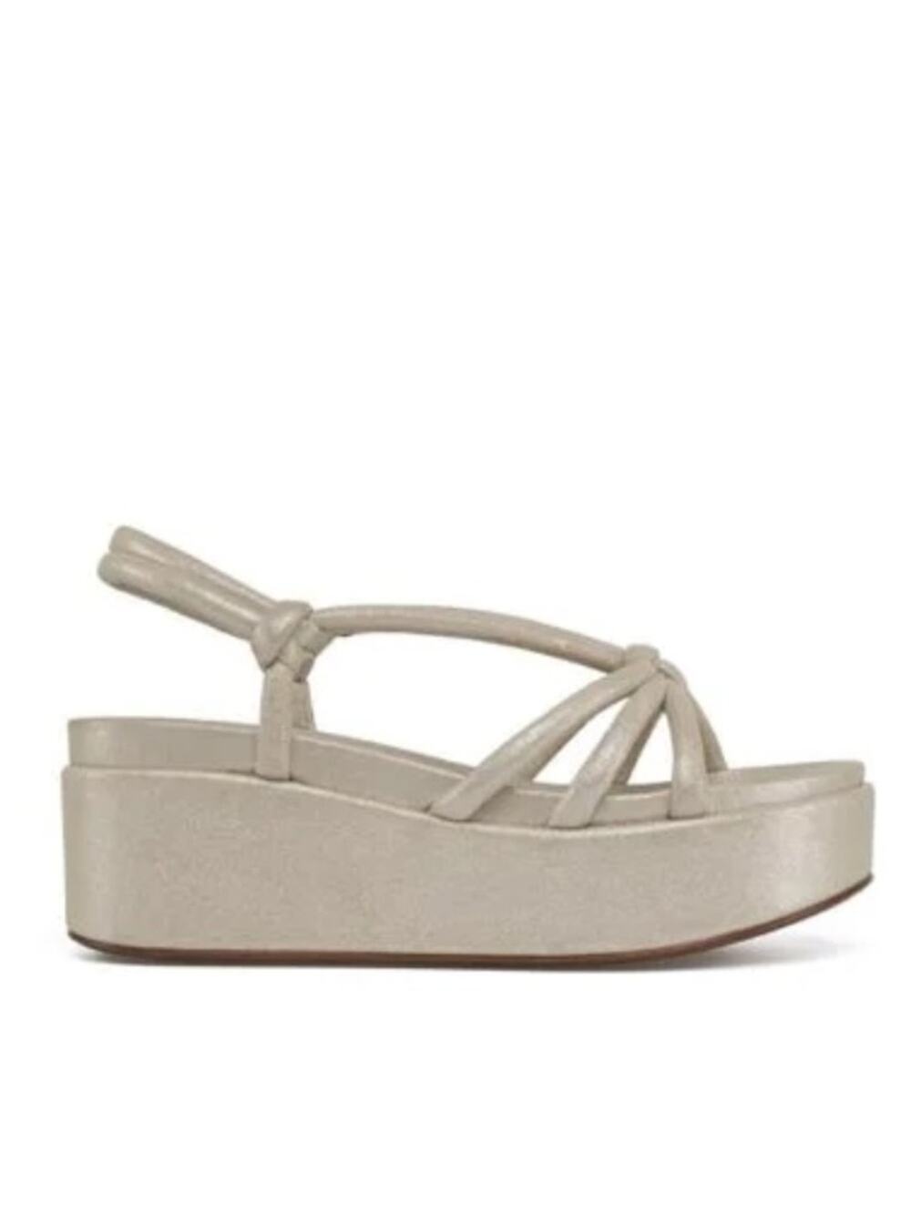 J/Slides Qayla Platform Metallic Suede Sandals Tan Silver size 8